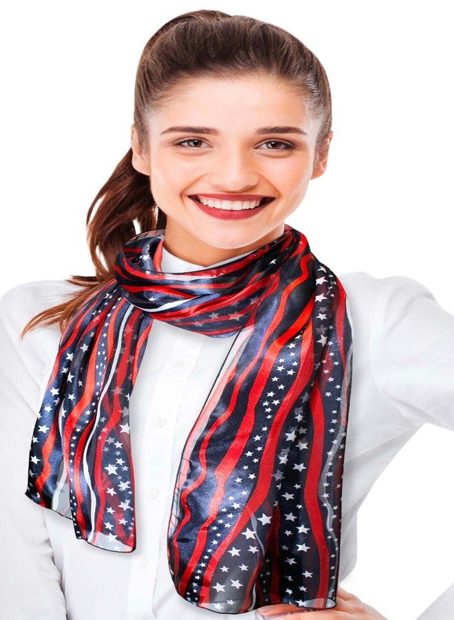CBC Crown Patriotic USA Flag American Flag Star Scarf Fashion Novelty Scarves 13"x 60" or 35" x 35" (STRIPE - NAVY) - Image 1